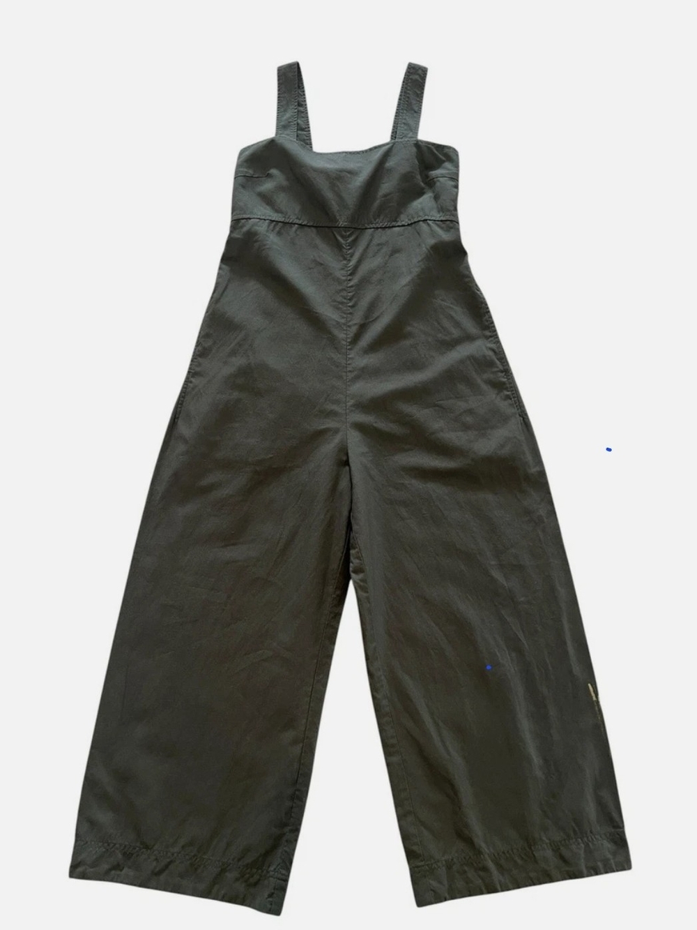 Wide Leg Olive Green Jumpsuit Linen Cotton L Uniqlo